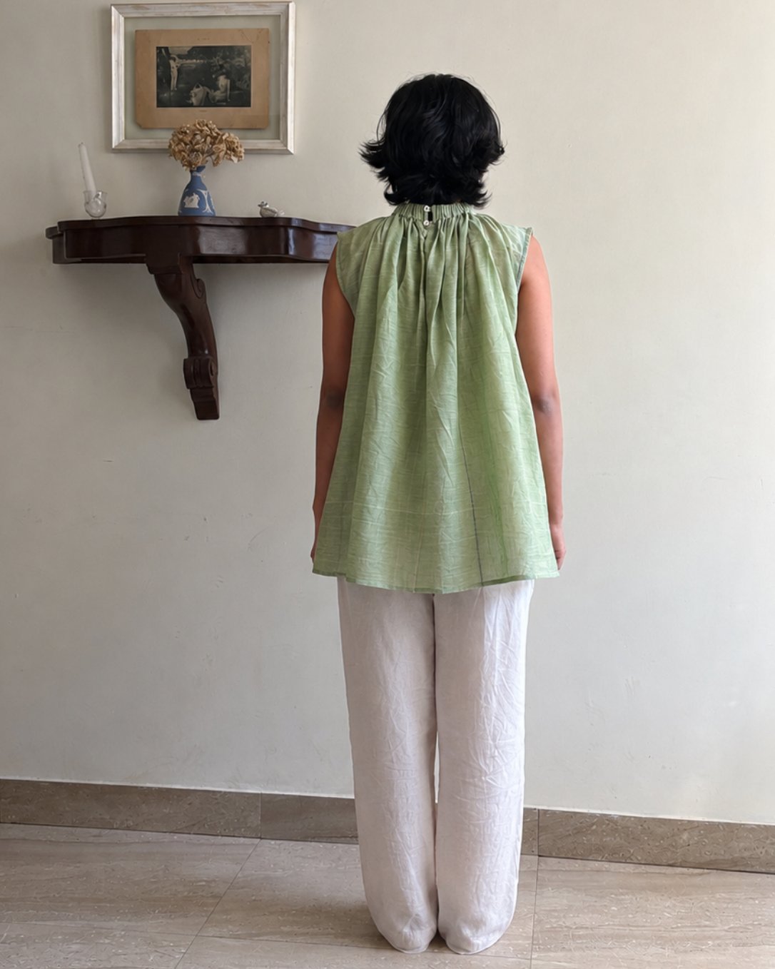 Saanjh - Leaf Green Freesize Top