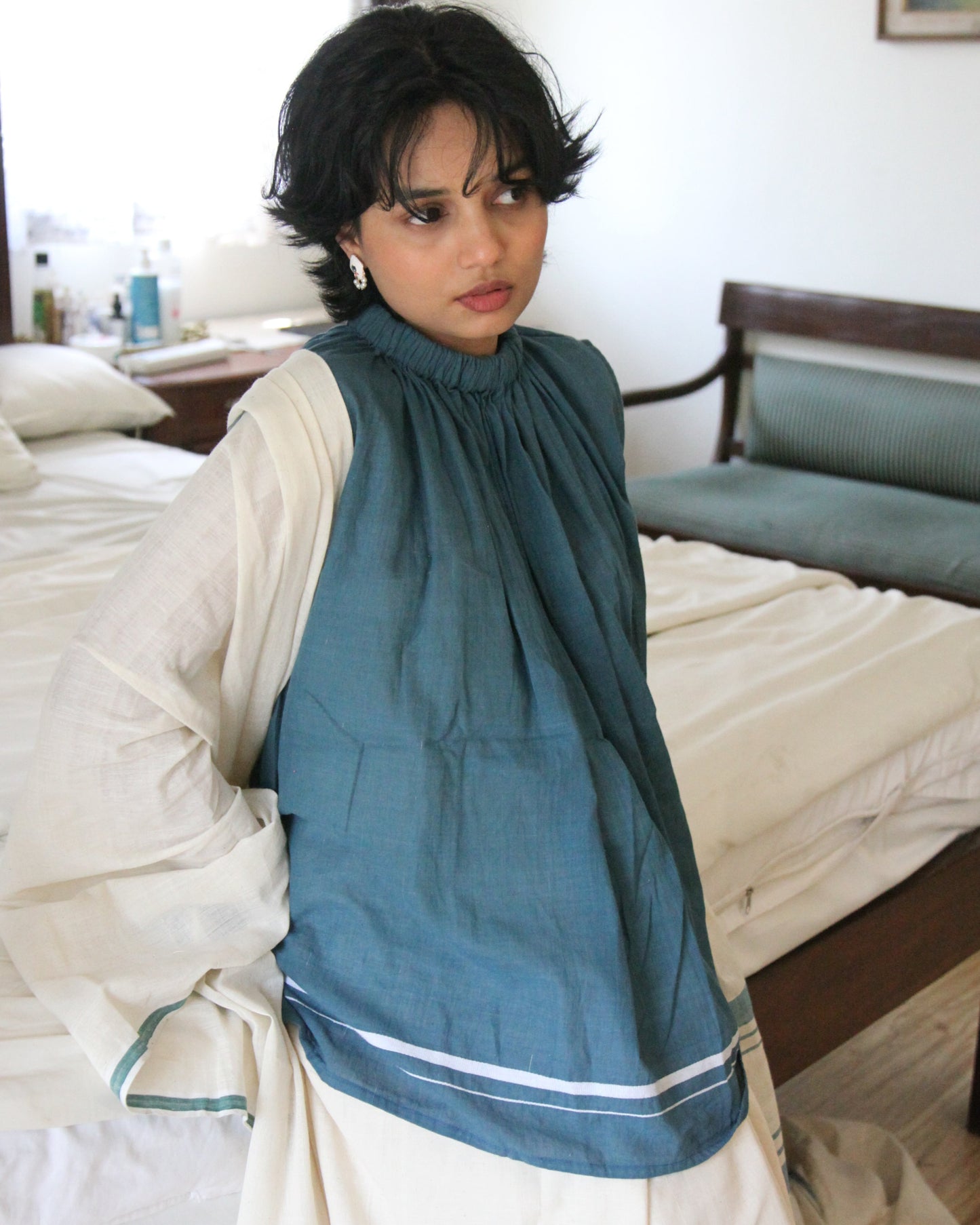Saanjh - Sea blue Freesize Top