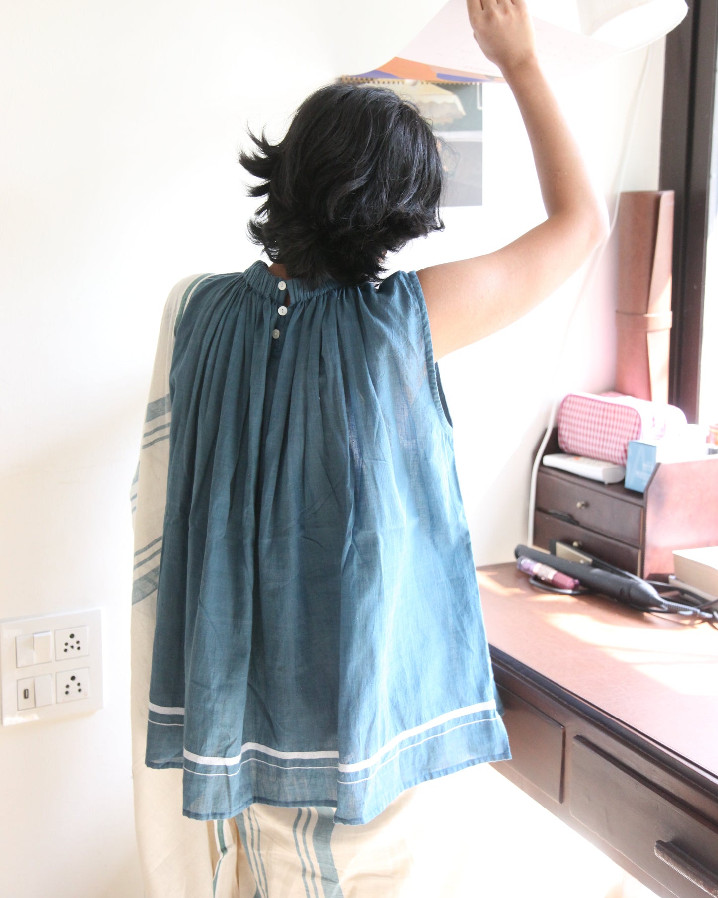 Saanjh - Sea blue Freesize Top