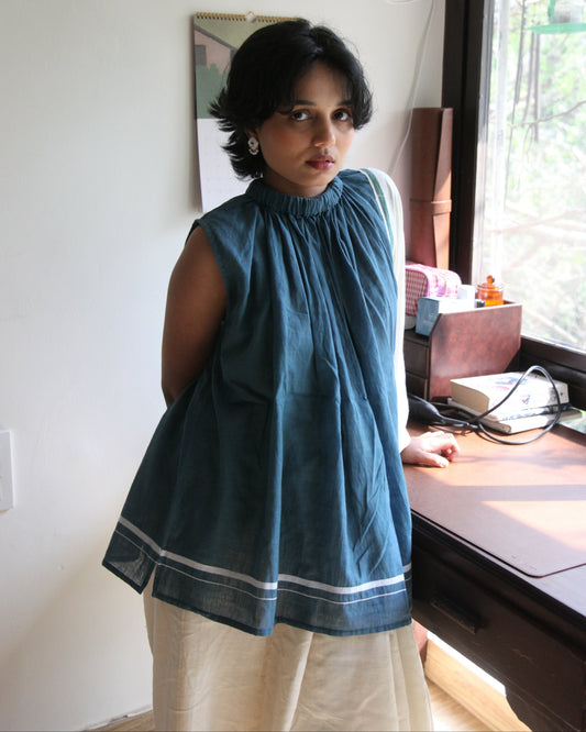 Saanjh - Sea blue Freesize Top