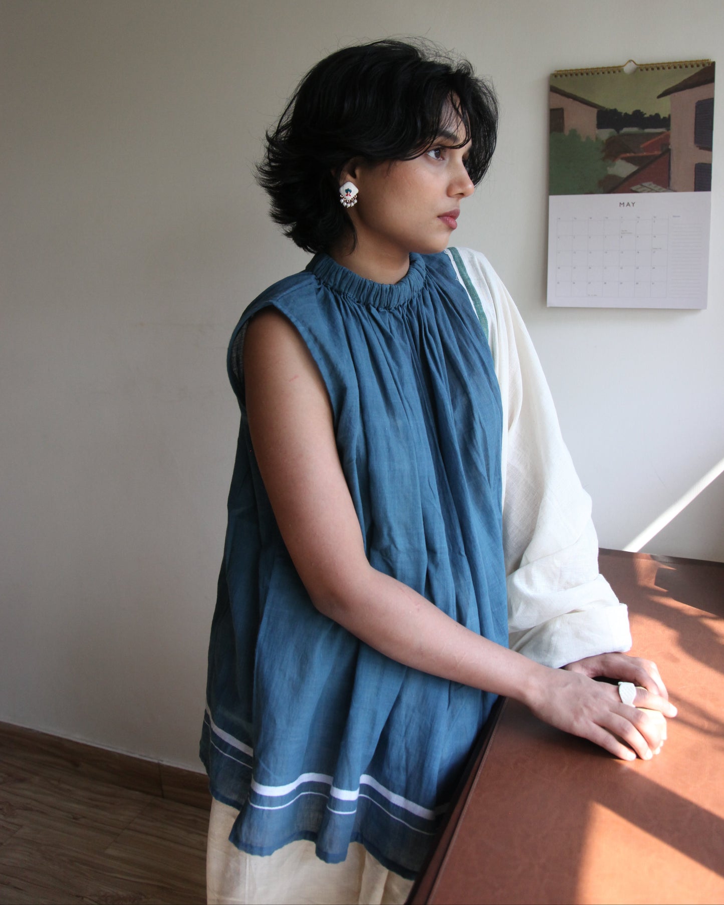 Saanjh - Sea blue Freesize Top