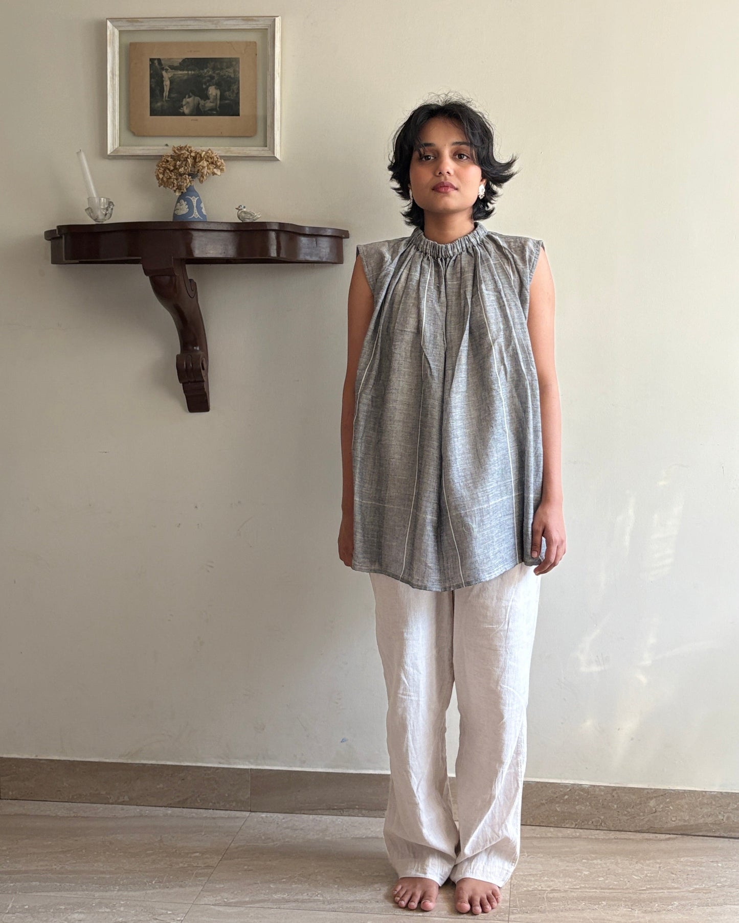 Saanjh -Grey freesize top